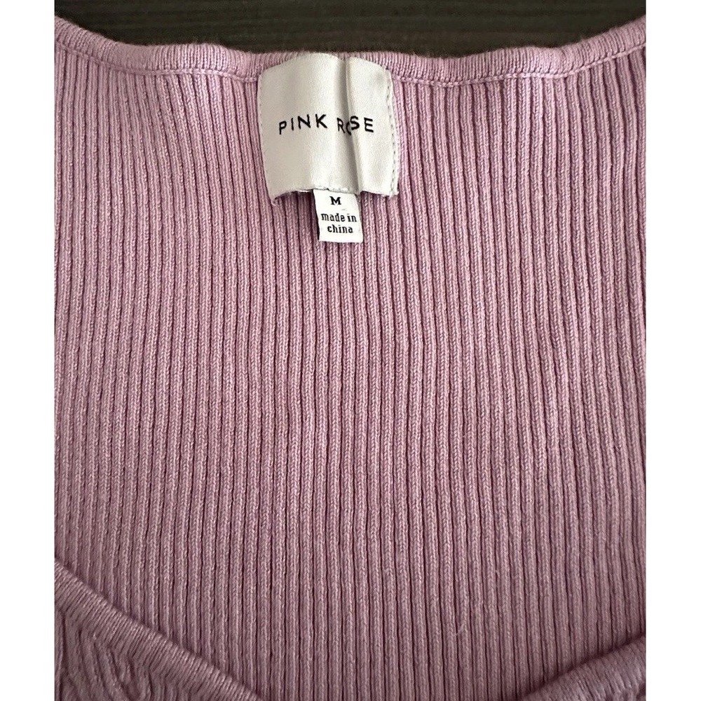 Womens Coquette Balletcore Sweater Size Medium Pink‎ Soft Girl Knit Ribbed - Picture 3 of 6